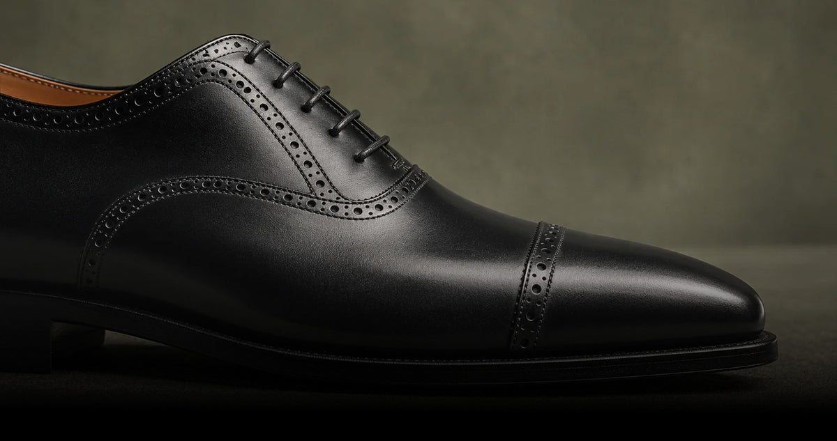 The Art of Proportion — black oxford brogue close-up
