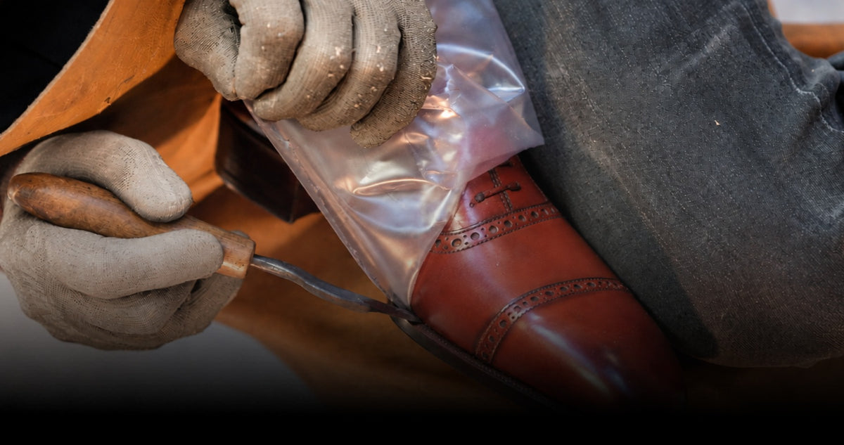 The Making of a Shoe — craftsman lasting leather brogue